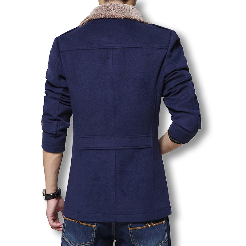 Зимняя одежда с длинными Шерстяное пальто Для мужчин s куртки и Slim Fit ветровка