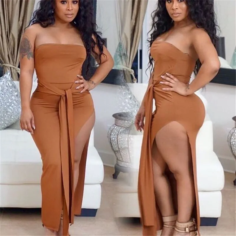 Женское вечерние платье без бретелек элегантное облегающее платье-туника с