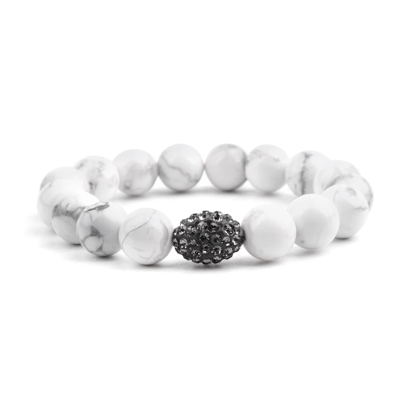 3-Round Howlite Boho натуральный драгоценный камень женские браслеты с подвесками Белый Howlite настоящий Агат вены дракона хрустальный шар стекло струны бусины браслет BC314 - Окраска металла: 3-Round Howlite
