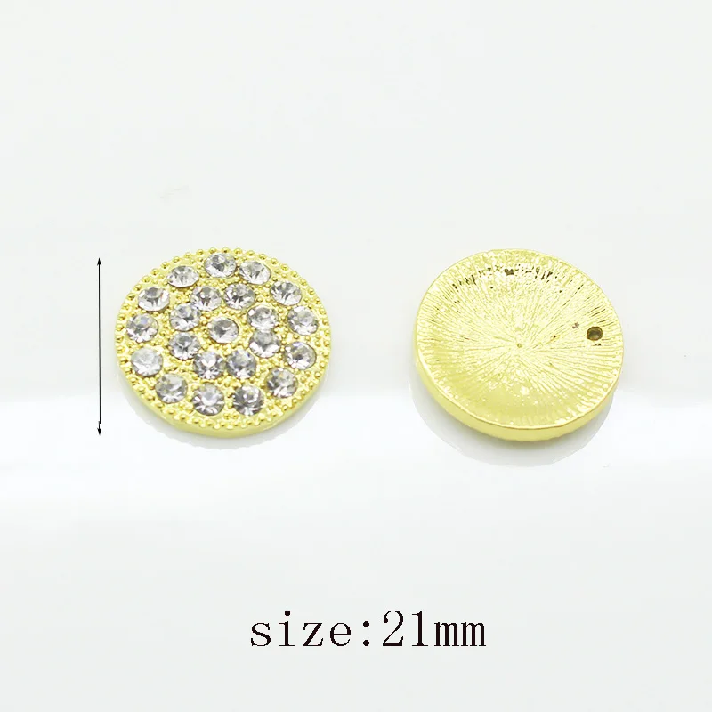 YWXINXI Redondo cristales botón oro Металл ajuste bandeja диаманты DIY joyeria vestido boda decorar 10 шт./se | Украшения