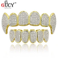 gucy hip hop gold teeth grills micro pave cz grills tooth topbottom vampire fang iced out grills dental mouth jewelry