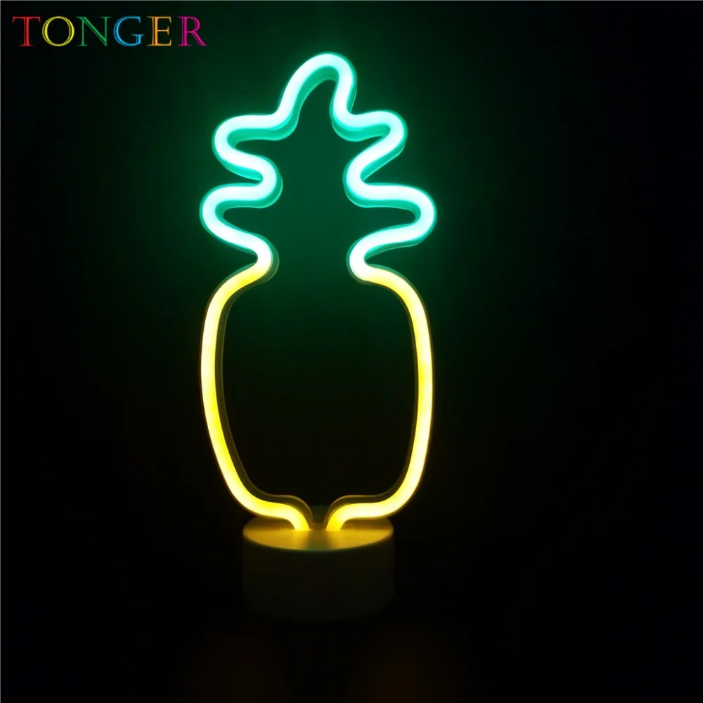 TONGER светодио дный светодиодный неоновый ночник настольная лампа батарея для
