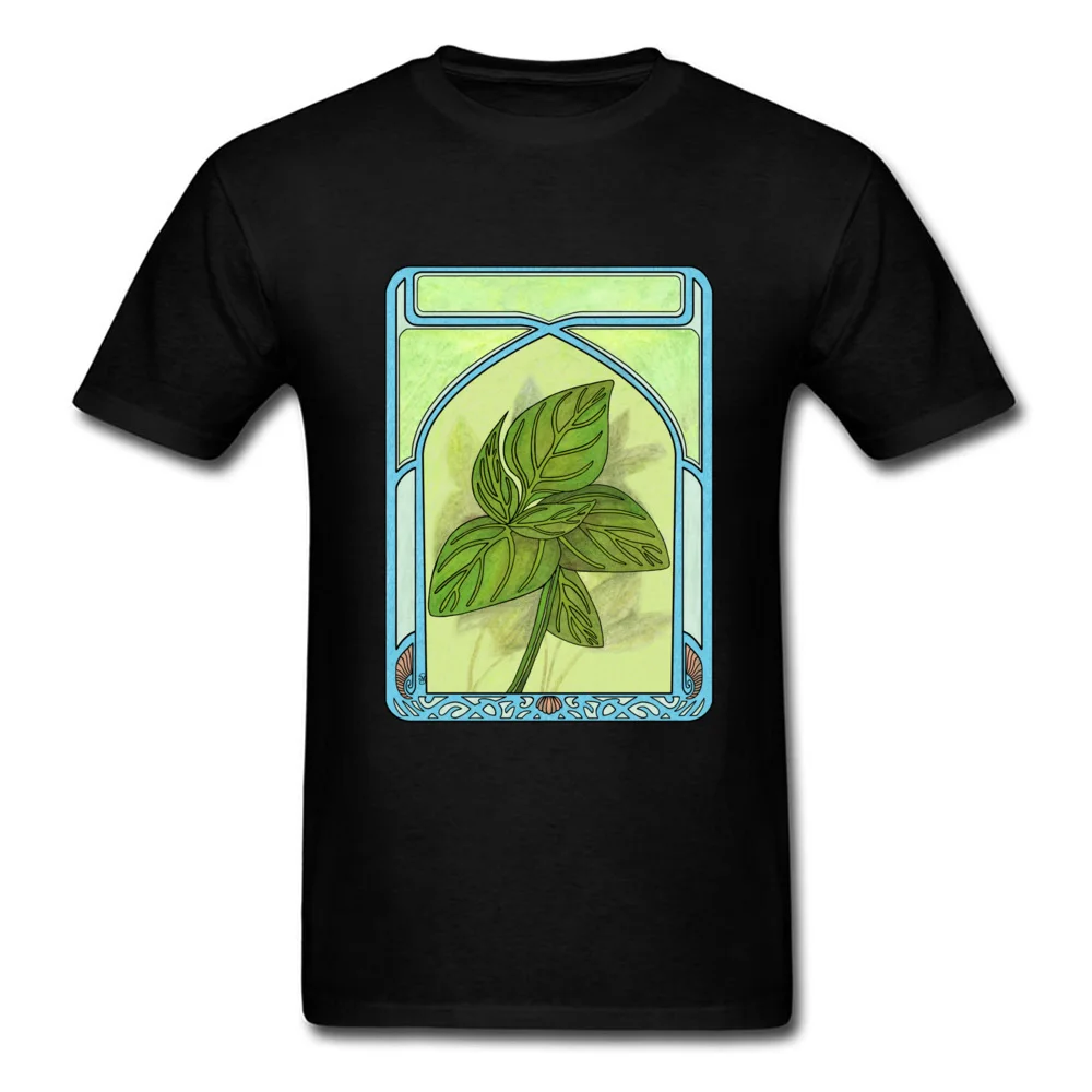 Nouveau Basil Botanic Lover футболка зеленая черная хлопковая Футболка мужская летняя