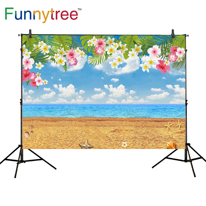 Фон Funnytree для фотостудии лето пляж морской цветок Гаваи тропические Дети День