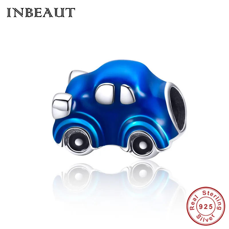 INBEAUT fit Pandora очаровательный браслет серебро 925 Розовое сердце автобус Танк Поезд бусины в виде автомобилей детская корзина соска камера игрушечные брелоки