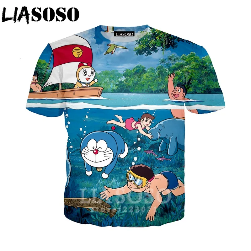 LIASOSO новые летние модные Для мужчин женщин толстовка 3D принт аниме Дораэмон