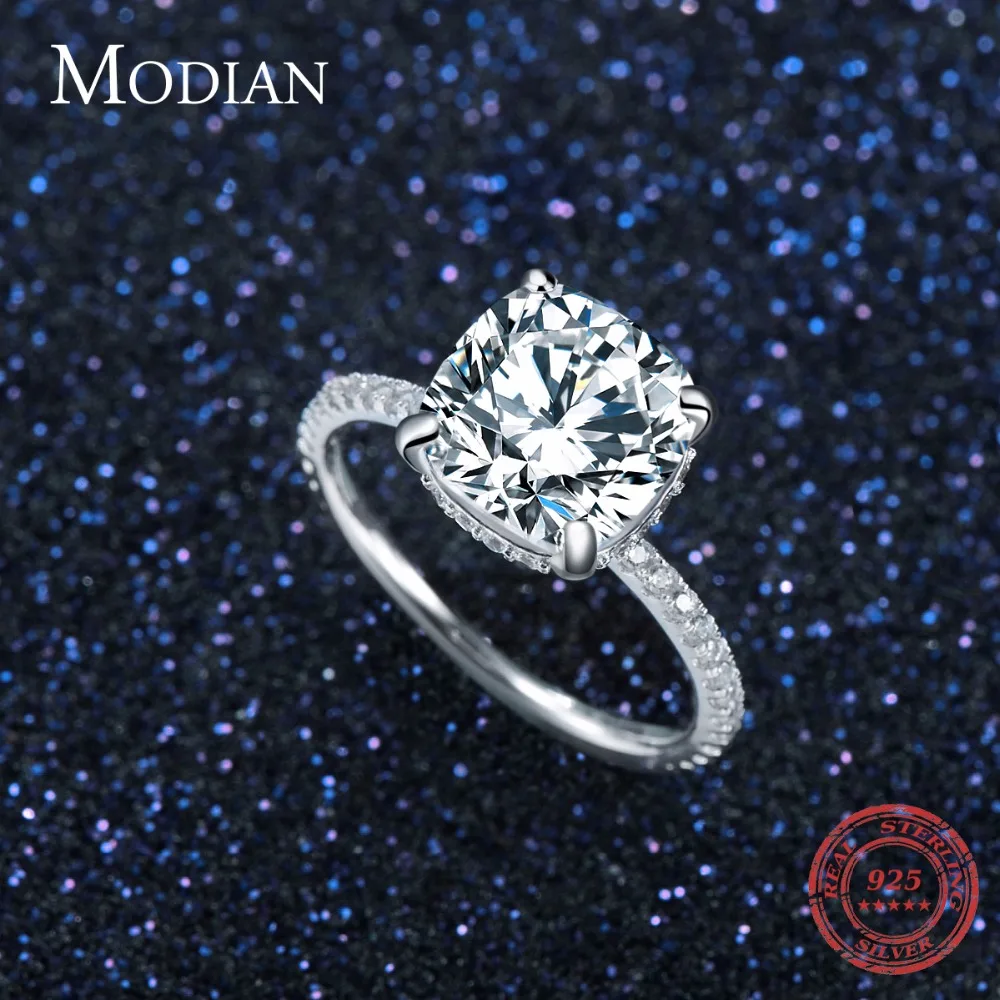 Modian Роскошная натуральная 925 Серебряное кольцо классический 4CT 10 сердца стрелы с