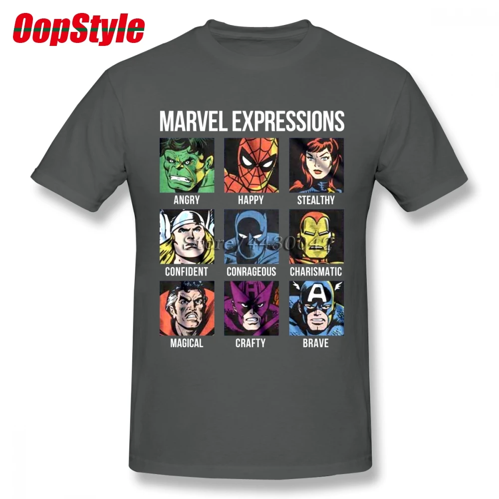 Забавная футболка Marvel Expressions для мужчин Прямая поставка летняя хлопковая с