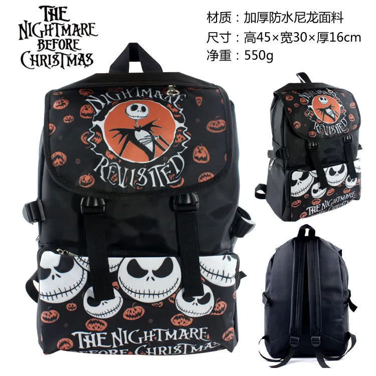 The Nightmare Before Christmas Jack Skellington Backpack School Bag Waterproof Printed Travel Laptop Double-Shoulder Bags | Багаж и сумки