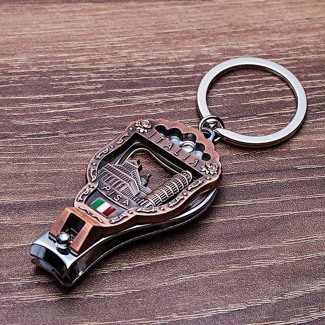 Antique Copper Vicney новейший Italia винтажный клипер для ногтей брелок с 3D рельефом Пизанская башня, замок для ключей, итальянские сувениры - Цвет: Antique Copper