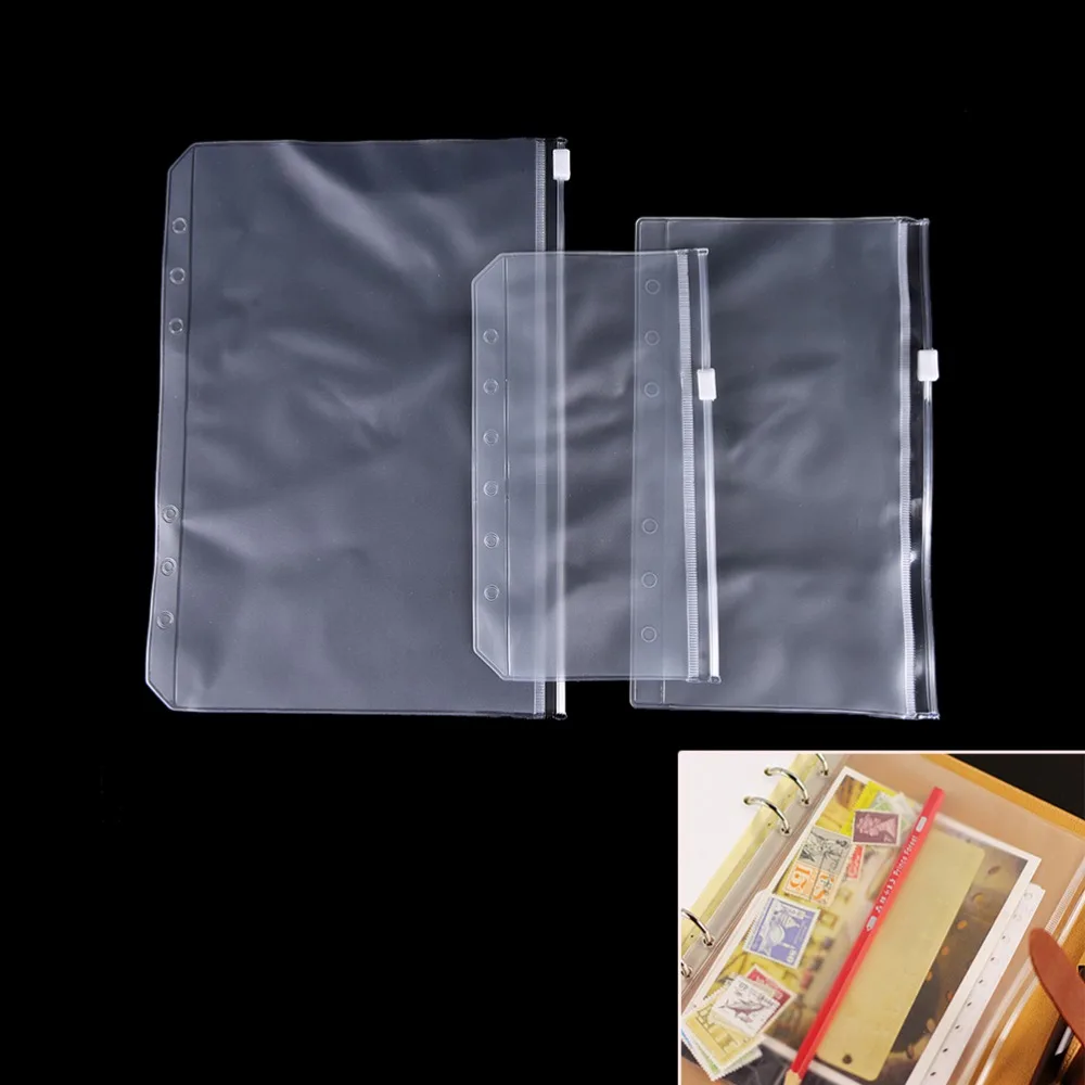 

A5/A6/A7 Transparent PVC Storage Card Bag for Traveler Notebook Diary Planner Zipper Bag Filing Products