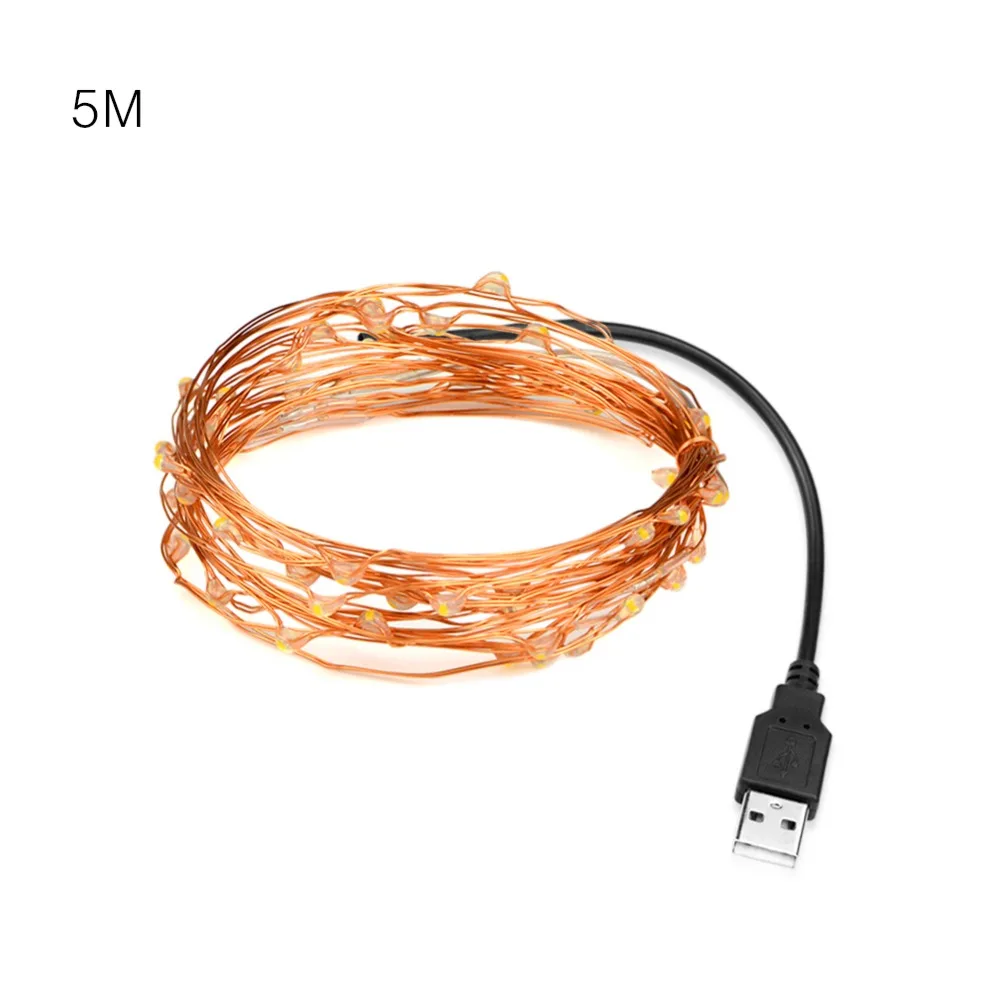 USB светодиодная гирлянда 5 м 10 медный провод гибкая лампа освещение для книги