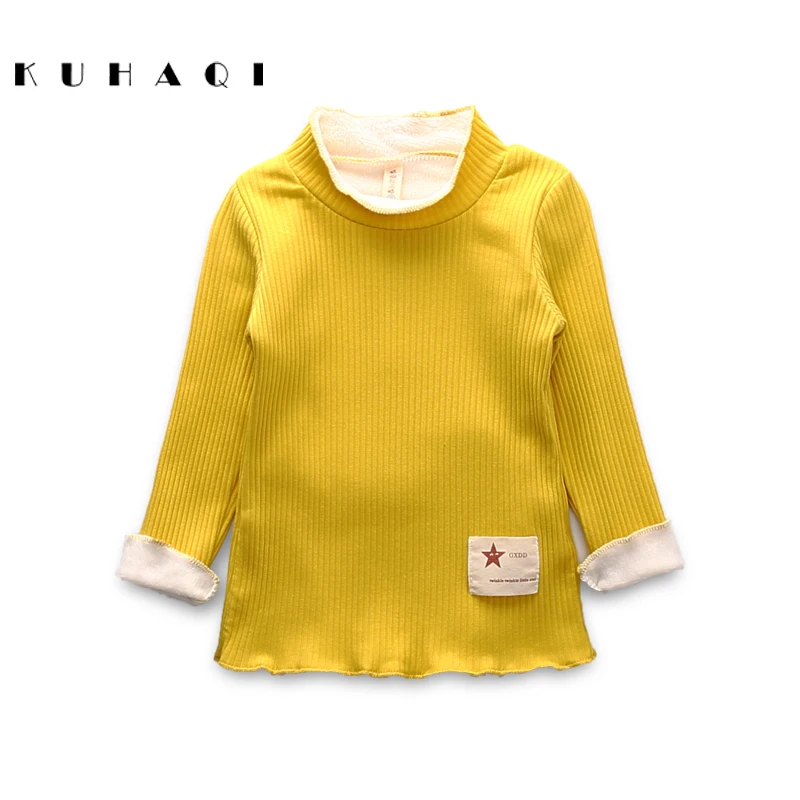 Зима-осень Одежда для девочек Водолазка пуловер Повседневные детские толстые