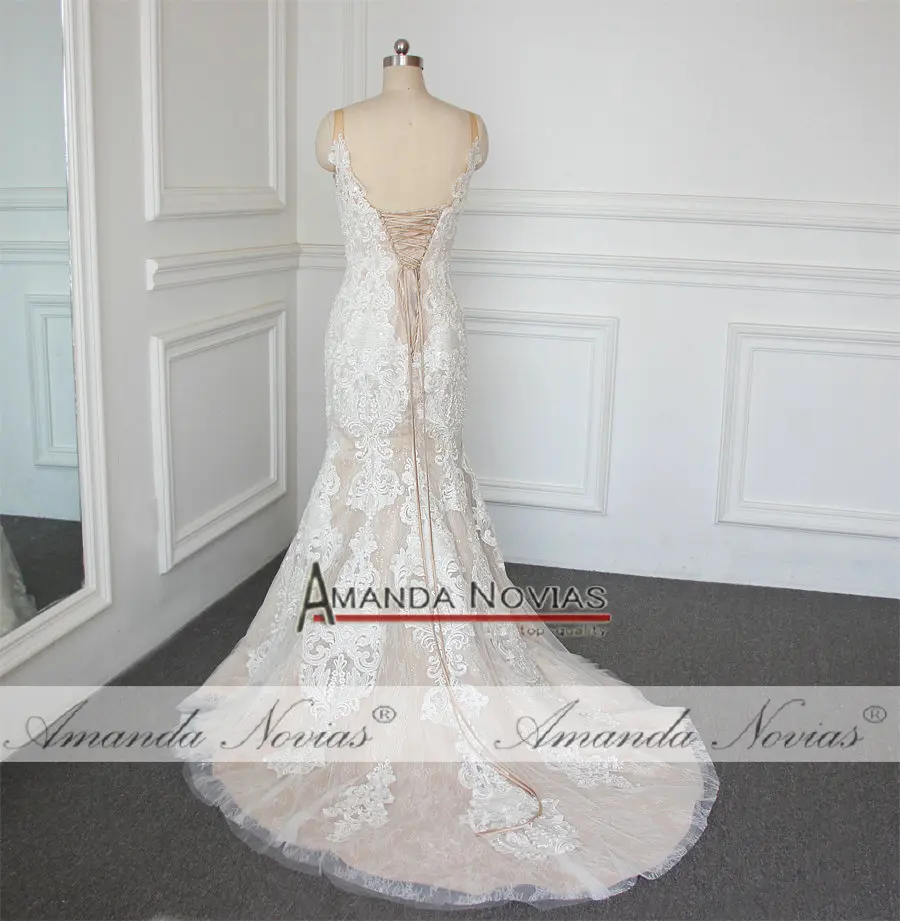 Свадебное платье Русалка цвета шампанского 2019 с жемчугом|mermaid wedding dresses|wedding