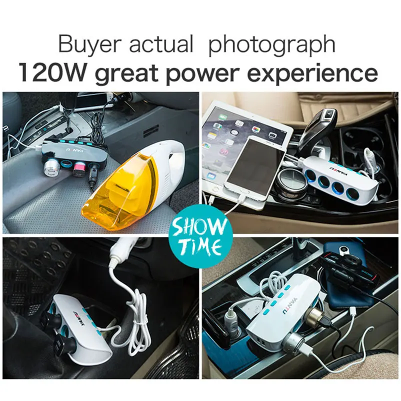 B35 автомобильный разветвитель прикуривателя разъем двойной USB QC2.0 быстрое