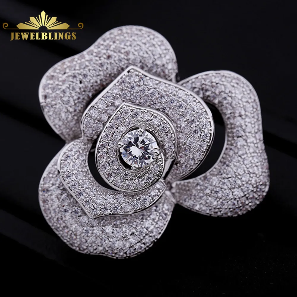 Искрообразование микро проложить CZ слоистых лепесток розы цветок Брошки