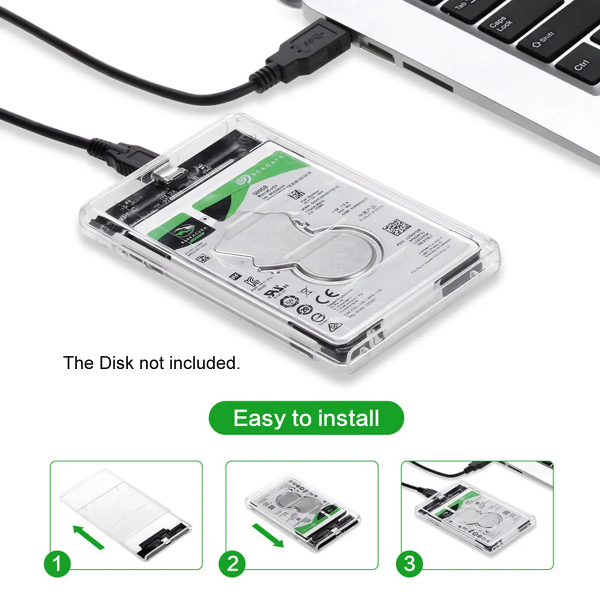 Внешний прозрачный корпус USB-C Type-C на 2 5 дюйма SATA SSD HDD для ноутбука/ПК Windows 2000 / XP/ 7/ 8/