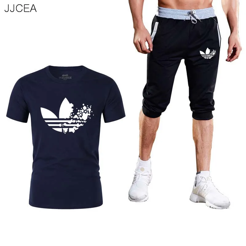2019 new LOGO brand solid color T-shirt shorts men's black and white 100% cotton suit summer boy skateboard shor | Мужская одежда