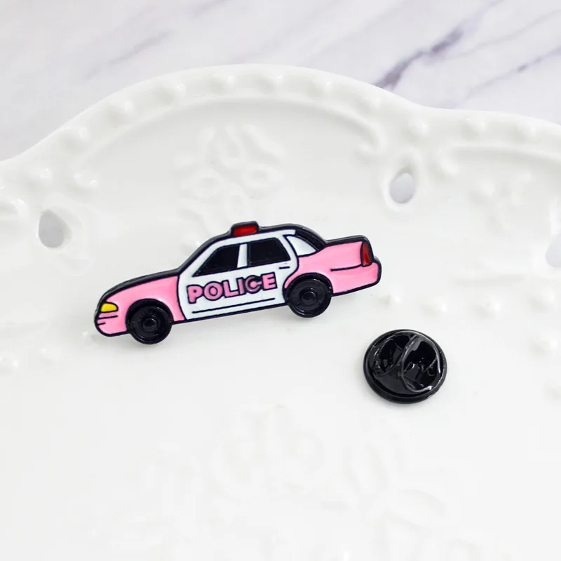 Полицейская розовая эмалированная металлическая брошь милая Мода юстиция Herald