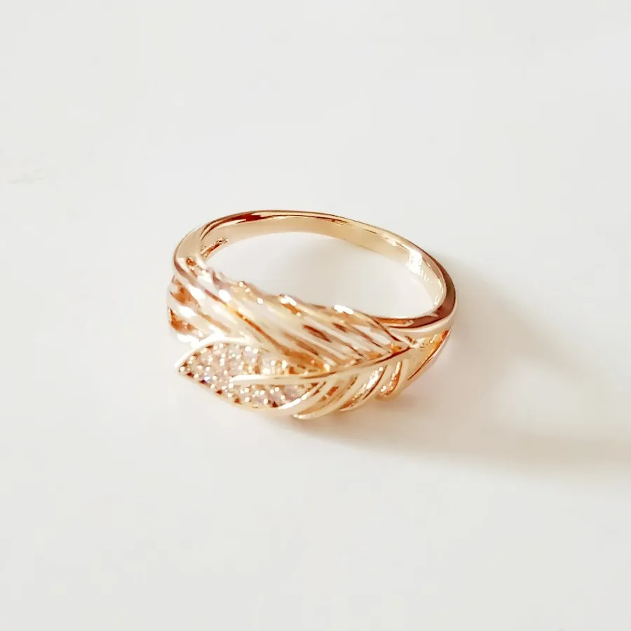 Новинка 585 Женское кольцо золотого цвета в форме листьев кольца из натурального