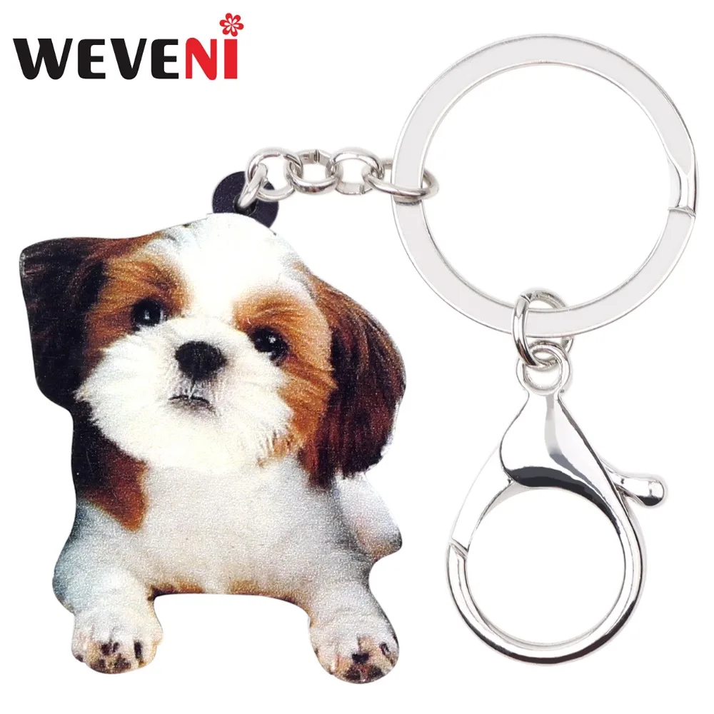 WEVENI акриловые милые китайские Shih Tzu собака брелок искусственные украшения для