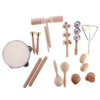 hand percussion set shaker bell sand maraca eggs hammer shaker sound guiro rhythm stick wooden eudcational toys