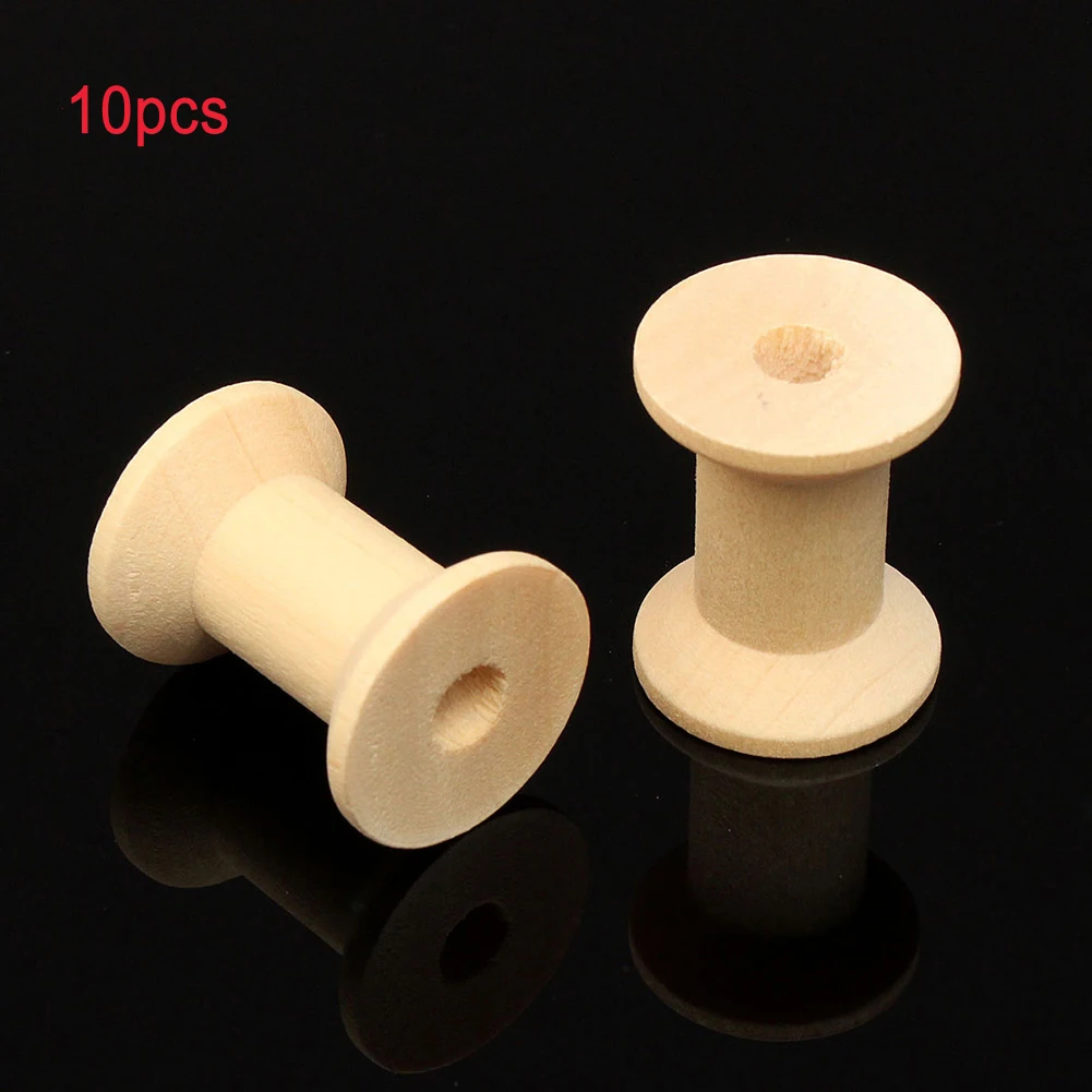 10Pcs Wooden Thread Spools Vintage Cylinder Needlework Manual Crafts Wood Bobbins Reels Organizer For Ribbon Sewing Tools | Дом и сад