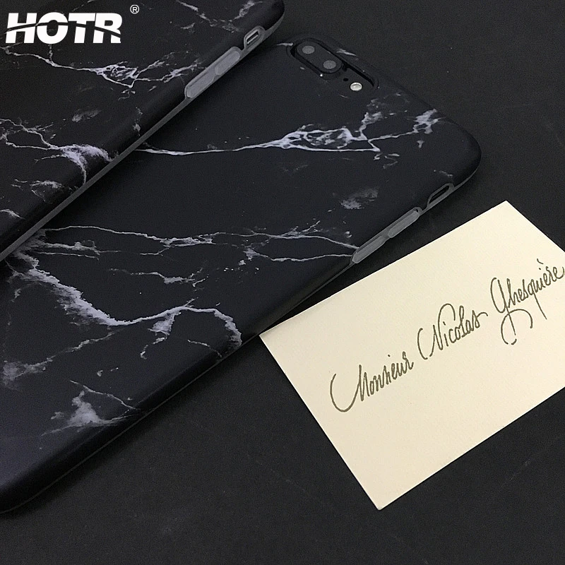 HOTR For iphone 7 Case Black Marble Pattern Soft plus 6 6s Fashion Phone Cover |