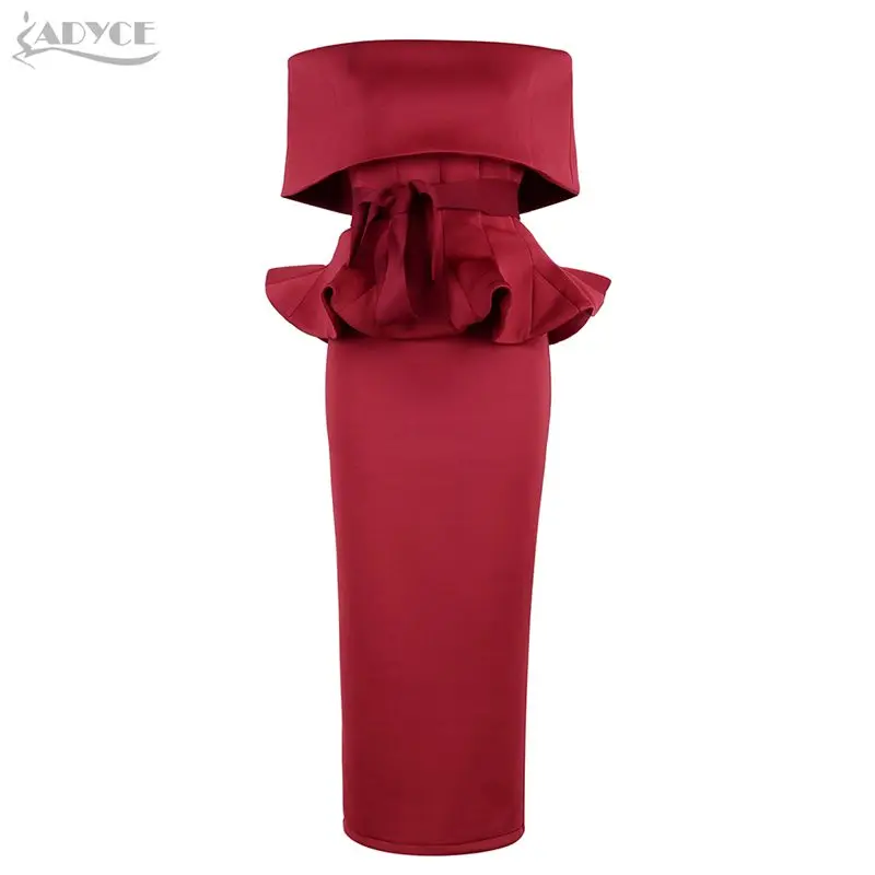 Wine Red Adyce лук и оборками ботильоны Длина знаменитости вечернее облегающее вечерние платье новое белое платье с вырезом лодочкой короткий рукав Горячая Клубное платье Для женщин - Цвет: Wine Red