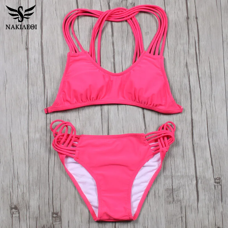Бикини пуш ап женское Бандажное однотонное в бразильском стиле|wear|wear womenswomen wearing