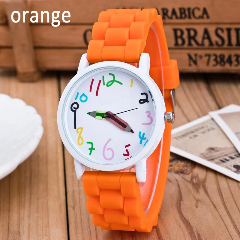 orange Горячая Распродажа, силиконовые часы, Детские карандашные указатели, студенческие часы, кварцевые наручные часы, подарочные часы CXZ - Цвет: orange
