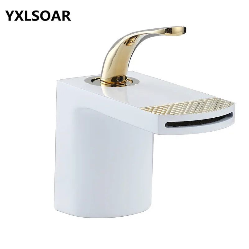 

Bathroom Basin Faucet Hot & Cold Sink Mixer Tap Total Brass White Baking Waterfall Faucet Bathroom Crane Vessel Tap Torneira