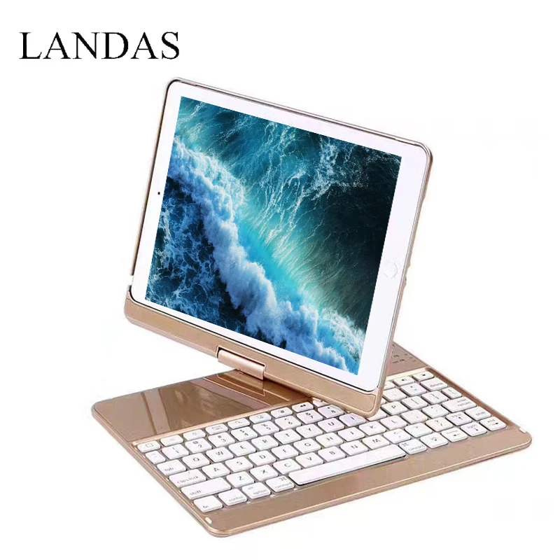Landas Bluetooth клавиатура для iPad Pro 9,7 чехол 360 Вращение с подсветкой Беспроводная клавиатура для iPad Pro 9,7 Air 1 чехол