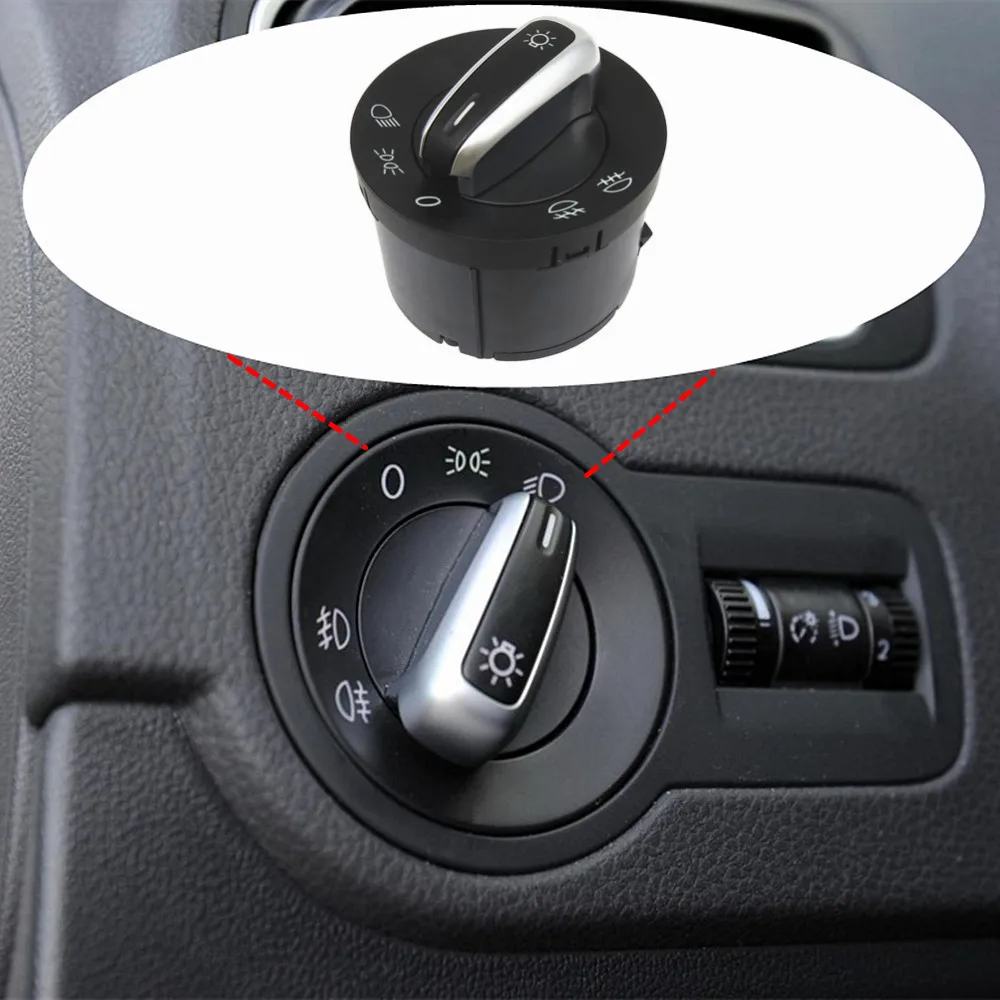 Хромированный Европейский переключатель фар для VW Golf Mk5 Mk6 Sharan Jetta Sharan Passat B6 B7 Touran Tiguan SEAT ALHAMBRA 5ND941431A