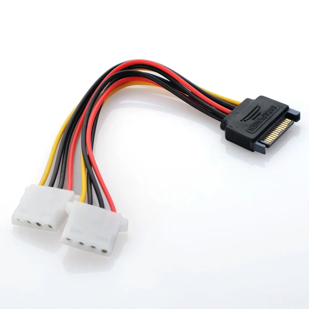 Новый 19 см кабель адаптера питания 15-контактный SATA штекер для Dual Molex 4-контактный