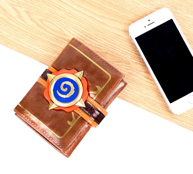 Кошелек Hearthstone с 3D логотипом кошелек тремя складками из натуральной кожи подарок