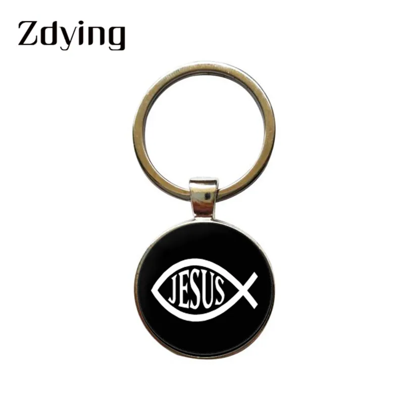 ZDYING I Love Jesus Sign брелок со стеклянным кабошоном Купольные брелоки держатель