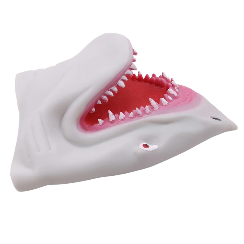 

New 2020 Cartoon Vividly Shark Shape Hand Puppet Gloves Soft Silicone Kids Figure Toy Children Room Decoration