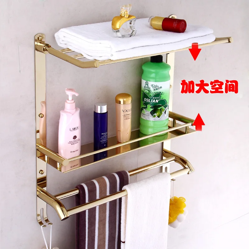 bathroom towel shelf 2 layer gold shower rack layer number bathroom accessories corner storage holder shelves bath hardware set free global shipping