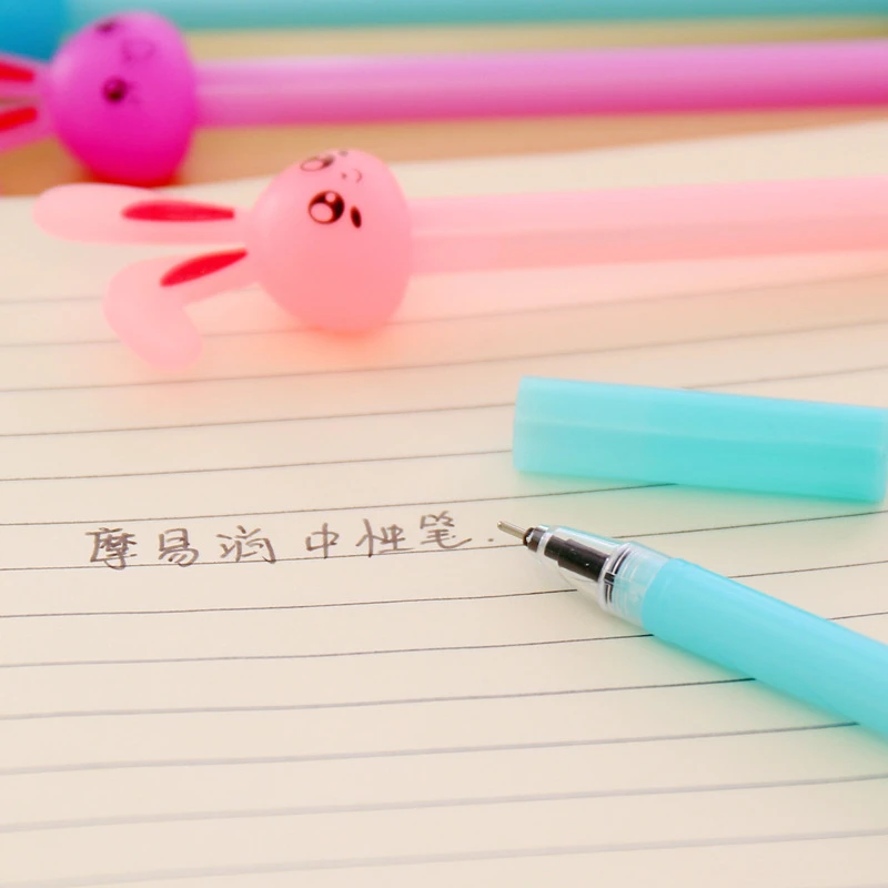 DL South Korea creative stationery pen cute adorable rabbit ears jelly gel black students Stationery office supplies for | Канцтовары