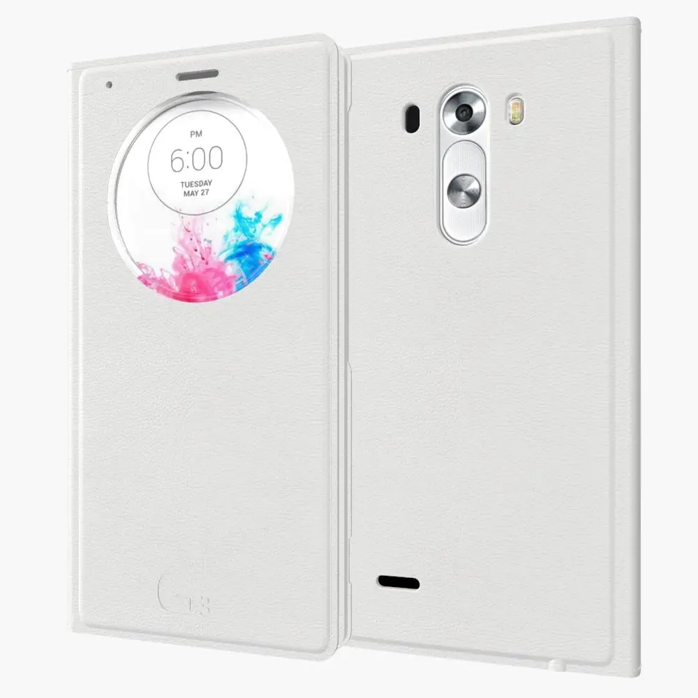 Функция автоматического отключения для LG G3 D850 D851 D855 чехол с умным окошком для просмотра откидной кожаный чехол-накладка на заднюю панель - Цвет: Белый