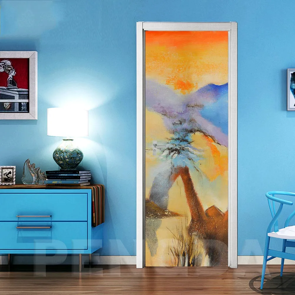 Door XRN1469-02 Самоклеящаяся обновленная 3d дверная наклейка абстрактная печать высокого качества на холсте/пейзажи художественное украшение дома ПВХ плакат водонепроницаемые обои картина - Цвет: Door XRN1469-02