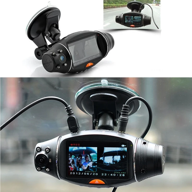Автомобильный видеорегистратор R310 TFT с двумя объективами HD GPS G сенсор 2 7 дюйма 1