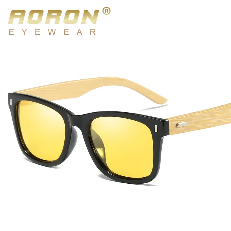 Женские и мужские бамбуковые солнцезащитные очки AORON Винтажные Солнцезащитные в