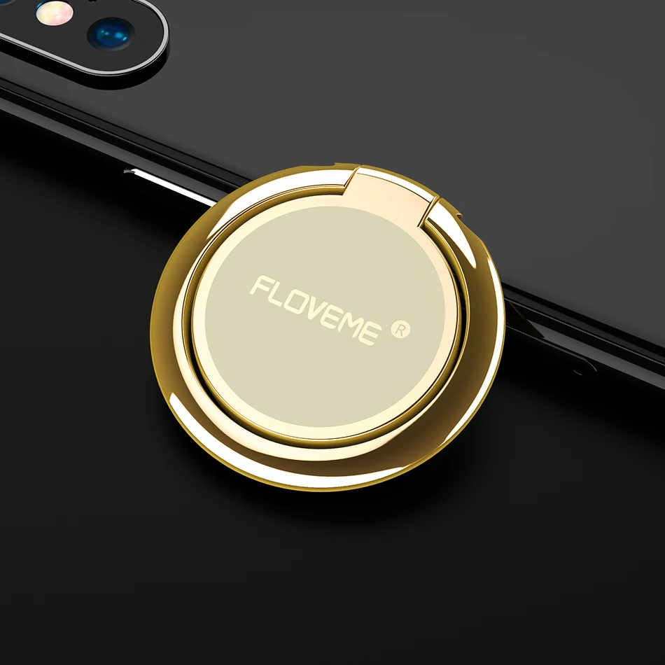 Gold Logo Floveme Магнитная палец кольцо держатель для Samsung Galaxy S9 S8 Plus универсальная 360 Поворот настольная подставка держатели для IPhone X 8 7 6 S 6 5S 5 держатель для телефона в машину кольцо для телефона попсокет - Цвет: Gold Logo