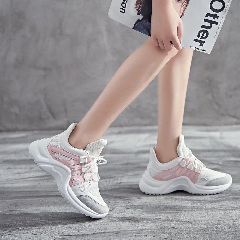 Brand 2019 Breathable Mesh Women Casual Vulcanize Shoes Female Fashion Sneakers Lace-up High Quality Leisure Walking Trainers | Обувь