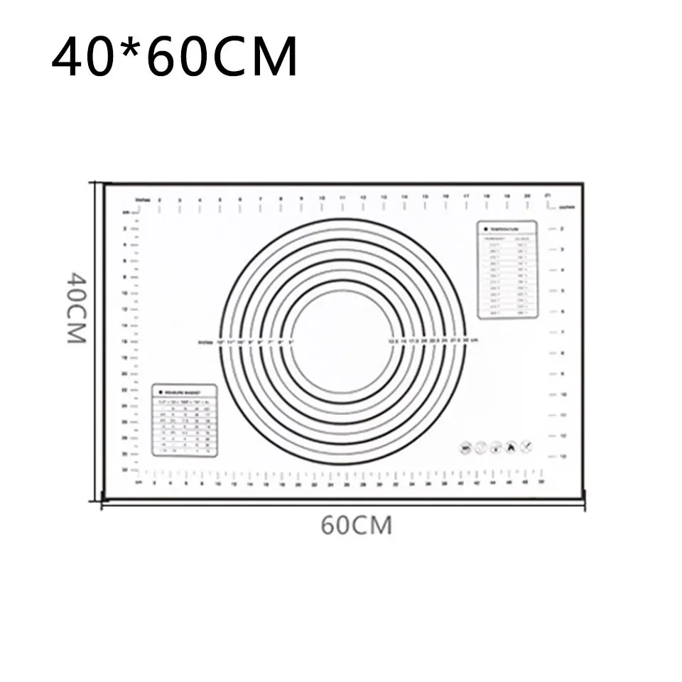 40-60cm-Black Многоразовый силиконовый коврик для выпечки с антипригарным покрытием для духовки, Экологичный коврик для раскатки теста, большие кухонные обеденные инструменты, Аксессуары для выпечки, горячая Распродажа - Цвет: 40-60cm-Black