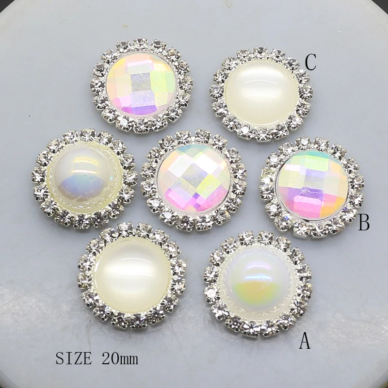 ZMASEY 20mm Buttons 10Pcs/Lot Shiny Rhinestone Sewing AB Color Button Accessories Ribbon Card Holiday Party Decoration | Дом и сад