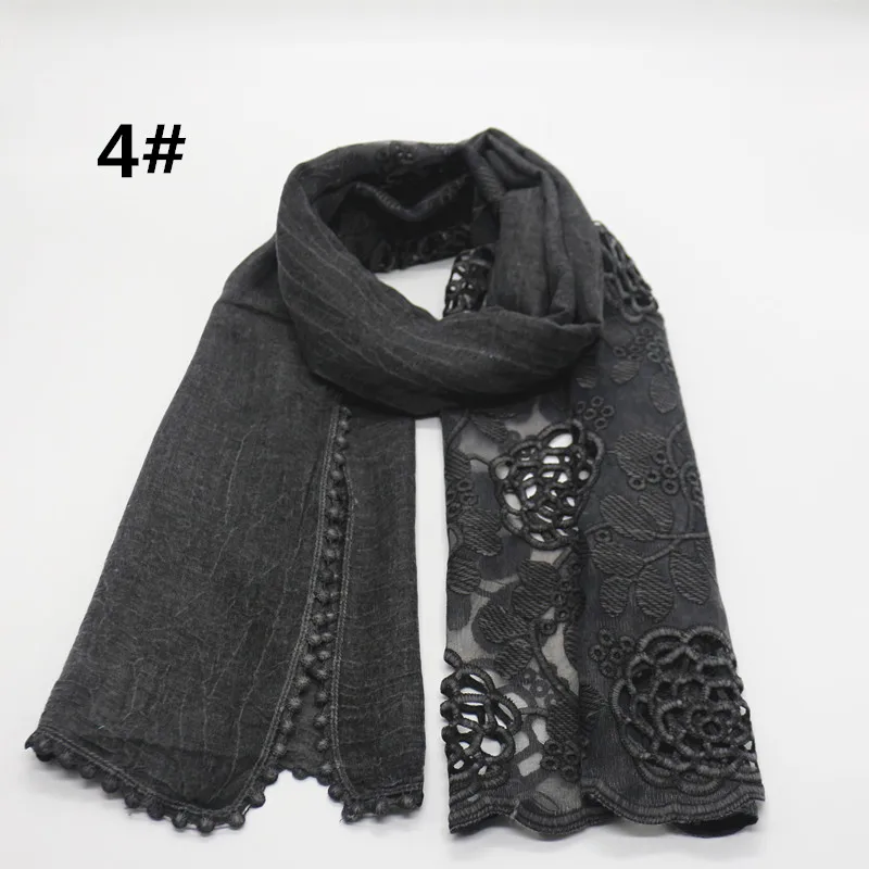 Женская кружевная шаль Hijabs цветочные хлопковые палантины из вискозы Осенний