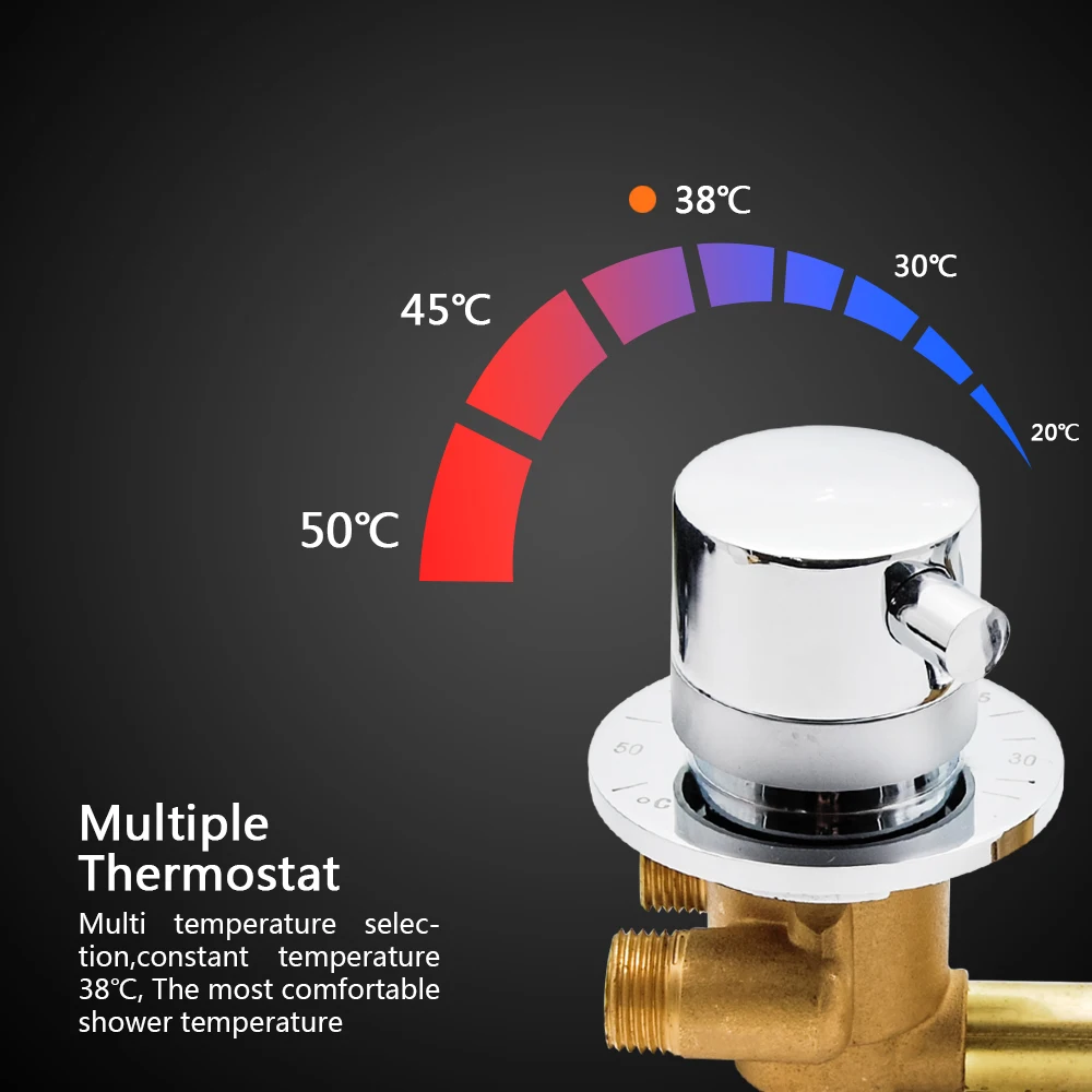 thermostatic shower faucets 234ways outlet 10cm 12 5cm intubation brass mixing valve tap temperature mixer control bathroom free global shipping